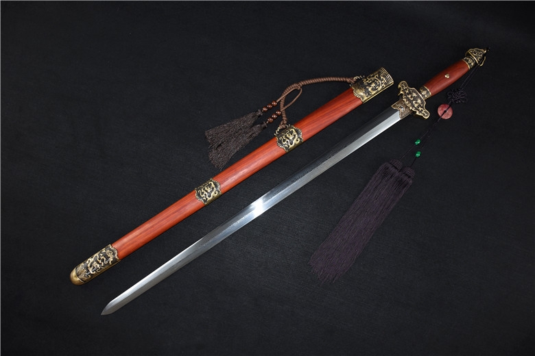 三色铜“青龙刀盘”武士刀（黑檀