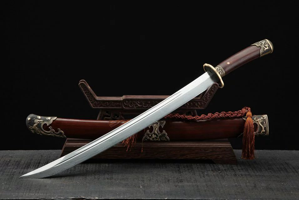 三色铜“青龙刀盘”武士刀（黑檀