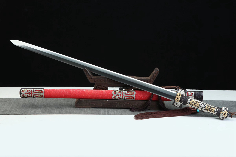 三色铜“青龙刀盘”武士刀（黑檀