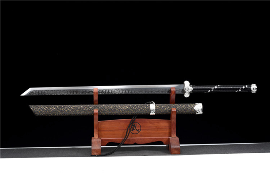 三色铜“青龙刀盘”武士刀（黑檀