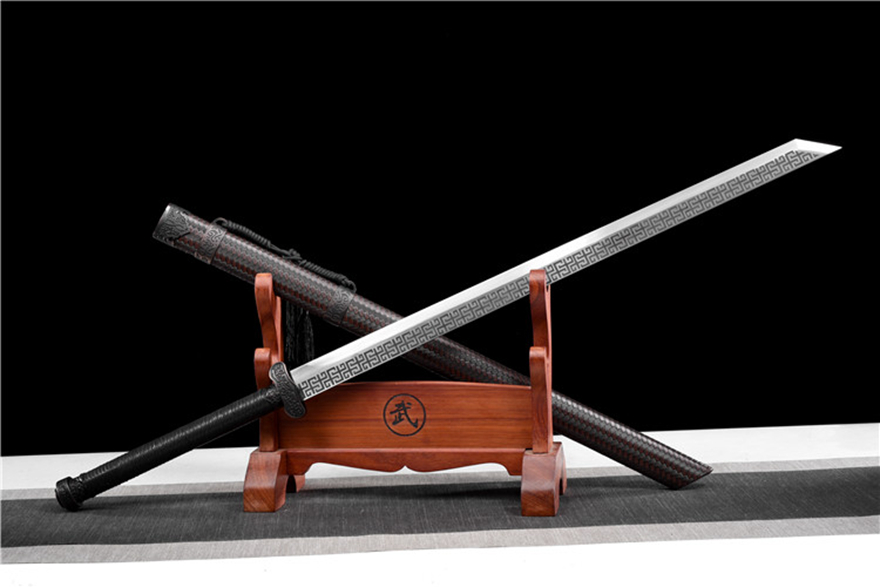 三色铜“青龙刀盘”武士刀（黑檀
