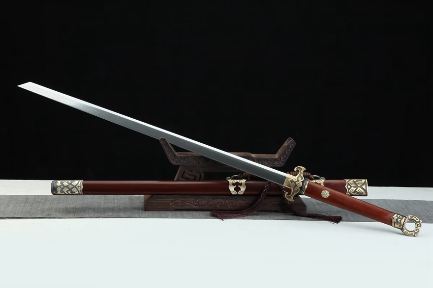 三色铜“青龙刀盘”武士刀（黑檀