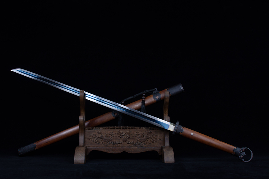 三色铜“青龙刀盘”武士刀（黑檀