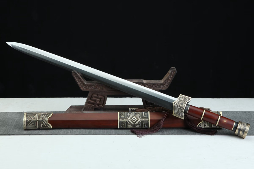 三色铜“青龙刀盘”武士刀（黑檀