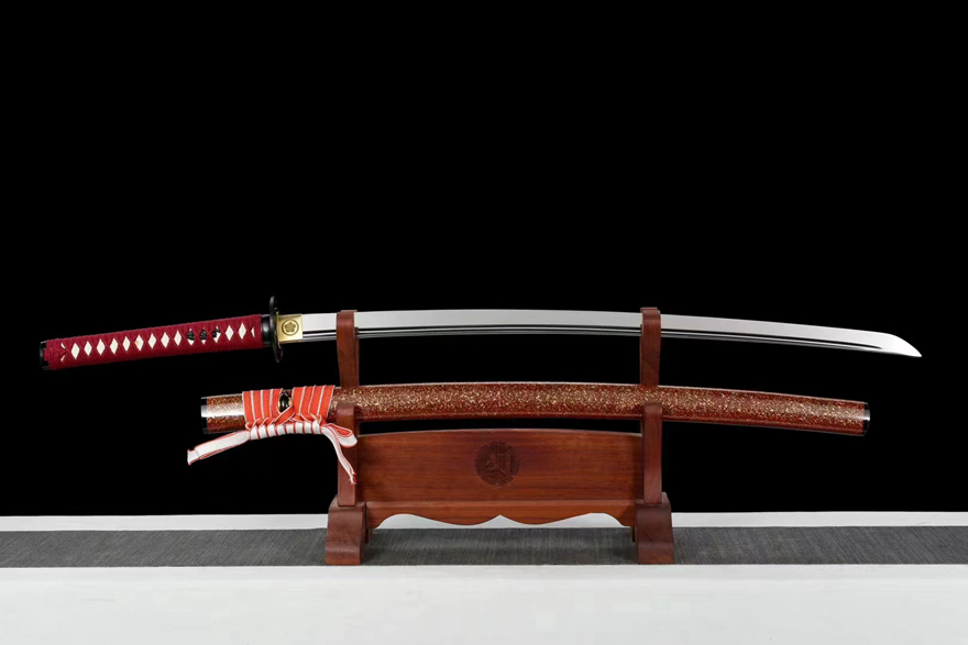三色铜“青龙刀盘”武士刀（黑檀