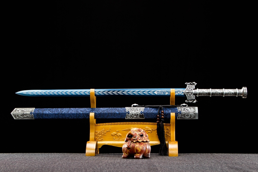 三色铜“青龙刀盘”武士刀（黑檀