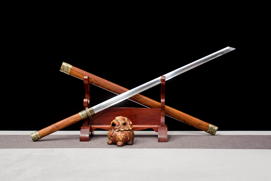 三色铜“青龙刀盘”武士刀（黑檀