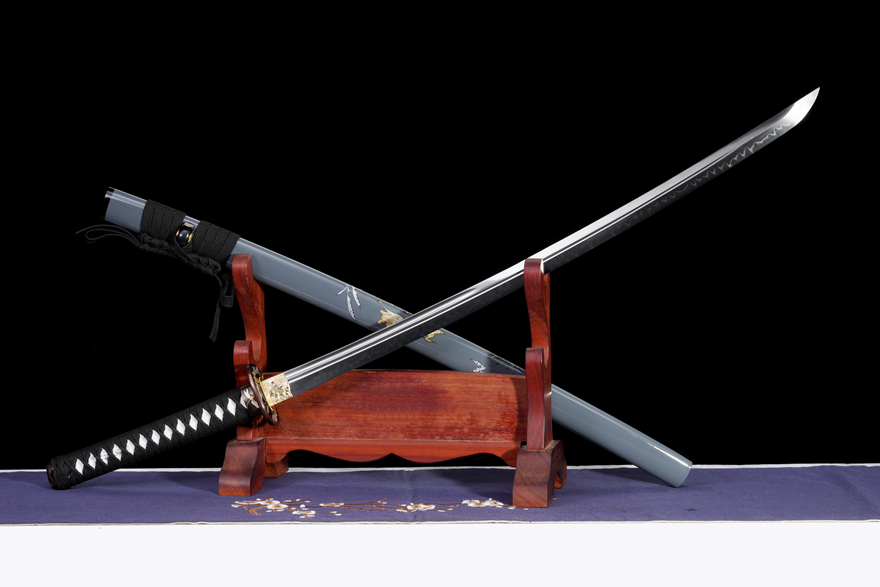 三色铜“青龙刀盘”武士刀（黑檀
