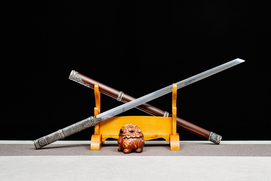 三色铜“青龙刀盘”武士刀（黑檀