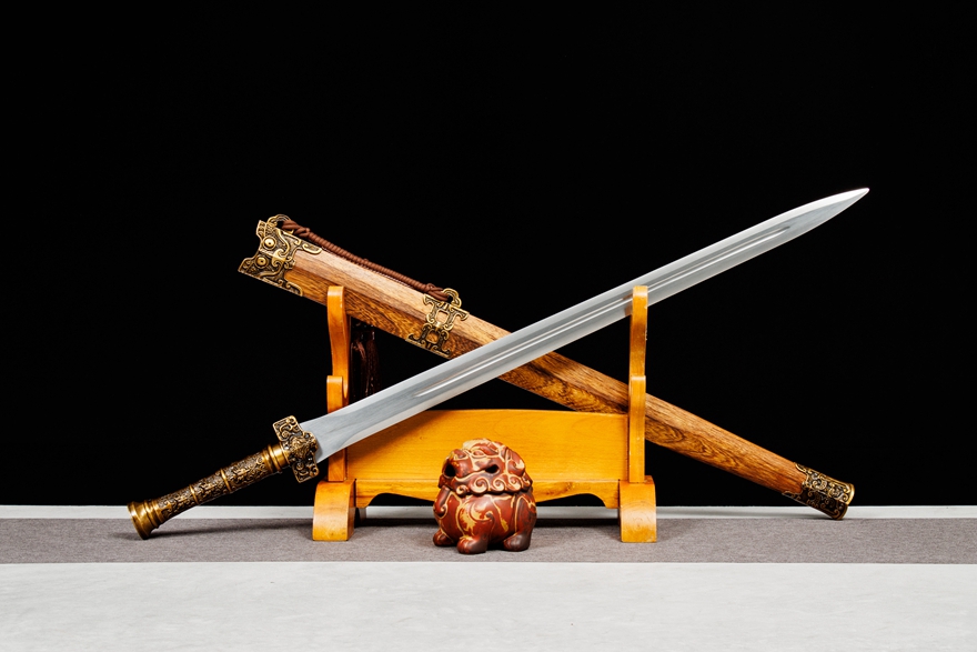 三色铜“青龙刀盘”武士刀（黑檀