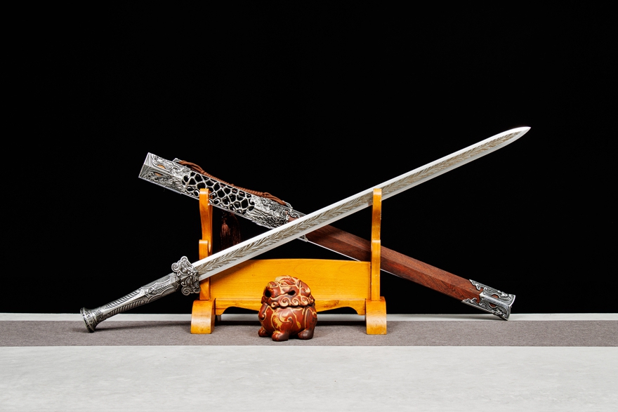 三色铜“青龙刀盘”武士刀（黑檀