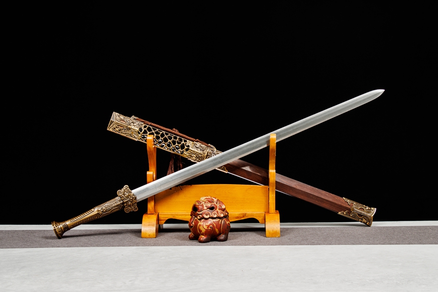 三色铜“青龙刀盘”武士刀（黑檀